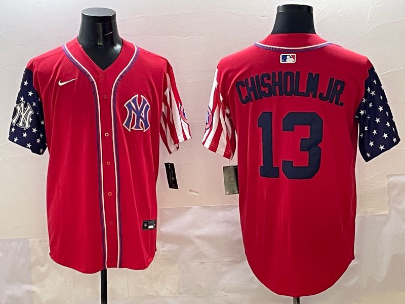 Men New York Yankees #13 Chisholm jr Red a generation of national flags Jointly Name 2025 Nike MLB Jersey style 6->new york yankees->MLB Jersey